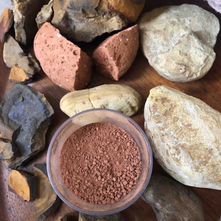   Foraged rocks for pigment-making